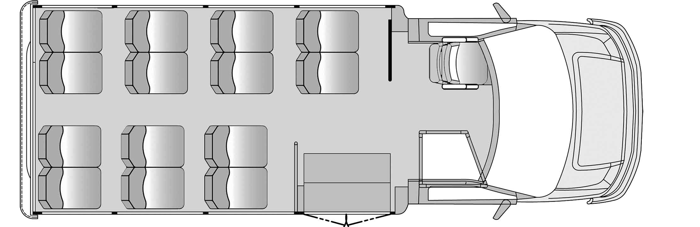 14 Passenger and Briefcase Rack Plus Driver Floorplan Image